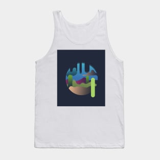 Retro desert with a cut in sky, cacti, and clouds Tank Top